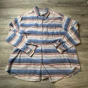 Venezia Vitale Button Down Shirt‎ Womens 22/24 Blue Striped Cotton Long Sleeve